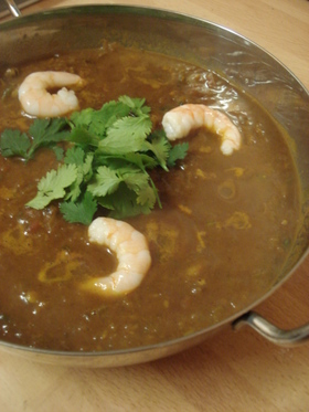 スパイスから作る海老カレー：インドカレー