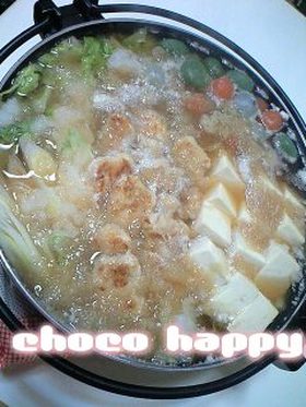 タラや鶏肉で☆みぞれ鍋(雪見鍋)