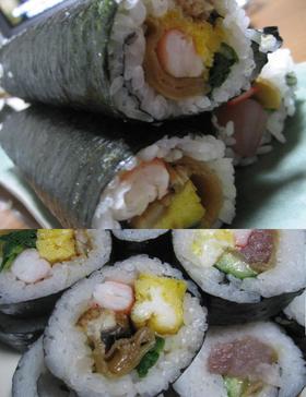 太巻き♪恵方巻き♪ｴﾋﾞと穴子と菜の花卵