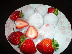 レンジで作るいちご大福