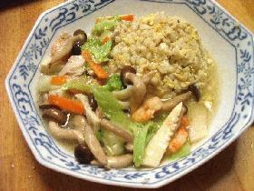 卵チャーハンの五目あんかけ