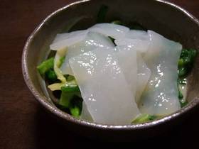 刺身こんにゃくと分葱の辛し酢味噌和え
