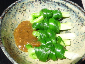 我が家の　分葱（わけぎ）のぬた
