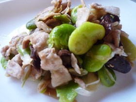 そら豆と豚肉のザーサイ炒め