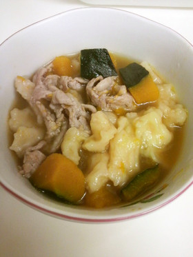 豚とかぼちゃで☆栄養満点すいとん☆