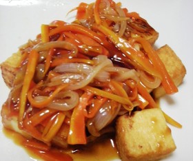 ❤簡単✿厚揚げの野菜甘酢あんかけ❤