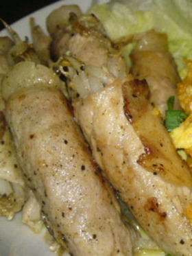 ＠豚肉のもやし巻き