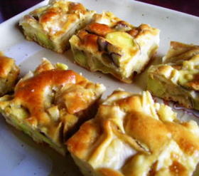 さつまいもとりんごの天板ケーキ