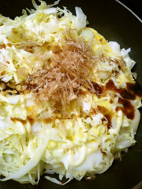 餅とキャベツと卵のお好み焼き　超簡単！