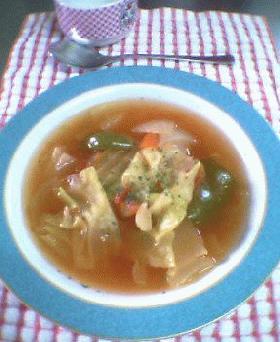 野菜たっぷりトマト風味スープ（脂肪燃焼ダイエットスープ風）