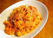 ほたてとエビのトマトクリームパスタ