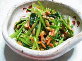 壬生菜の納豆あえ。