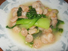 エビとチンゲン菜の中華炒め