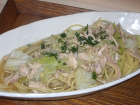 ツナとキャベツのスープパスタ