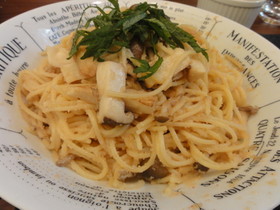 しめじとエリンギの明太子パスタ