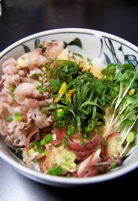 ゆずぽんde薬味たっぷり牛しゃぶうどん♪