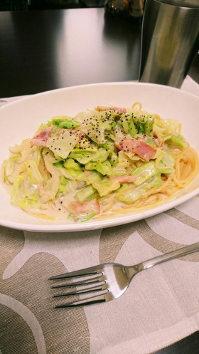 春キャベツと新玉ねぎのクリームパスタ