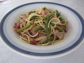 ☆にんにくの芽とベーコンのパスタ☆