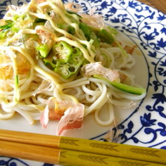 ちゅるっと♪オクラ&おかかのマヨ素麺 ちゅるっと♪オクラ&おかかのマヨ素麺