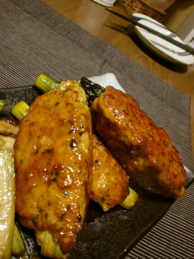 アスパラの鶏つくね巻き