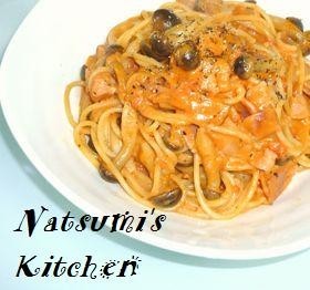 きのことベーコンのトマトクリームパスタ✿