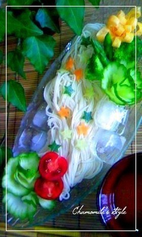七夕そうめん飾りに胡瓜のお花