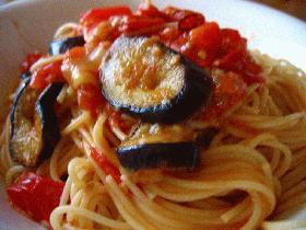 なすとトマトのパスタ♪簡単おいしいv(*^0^*)v