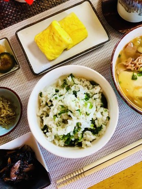 アメリカで作る★日本の味★からし菜ごはん