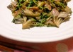 豆苗と舞茸のにんにくバターベーコン炒め
