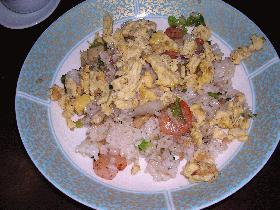 レタス海鮮炒飯の夕飯