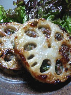 餃子風味！レンコンのはさみ焼き