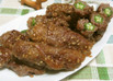 オクラのピリ辛牛肉ゴマダレ巻き