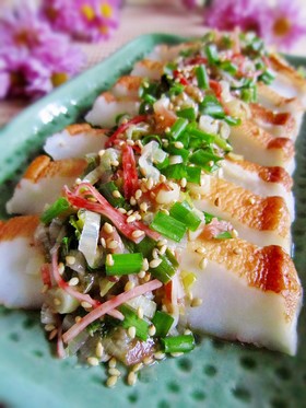 胡麻ごま旨味葱だれはんぺんソテー