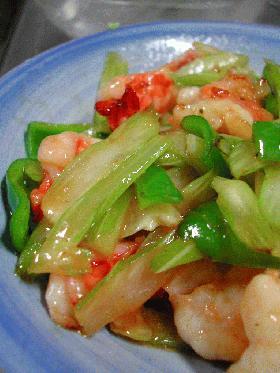 海老とセロリの炒め物