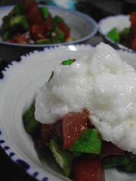｢づけ丼のたれ」を使って・鮪とオクラの山掛け