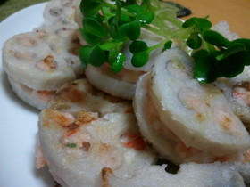 れんこんの海老はさみ焼き