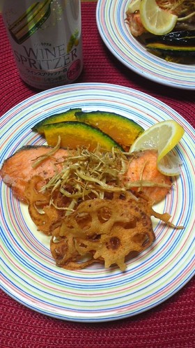 サーモンとカリカリ野菜のおつまみ