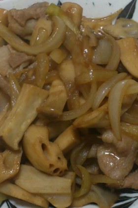 れんこんと豚肉の炒め煮