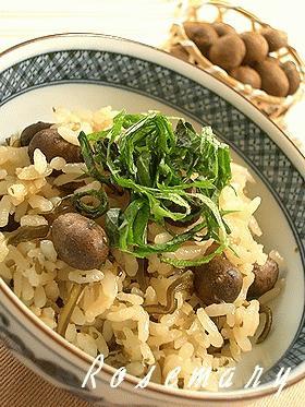 秋の味覚♪　むかご＆塩昆布の炊き込みご飯