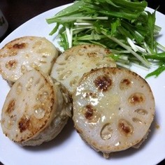 れんこんはさみ焼き★辛子醤油
