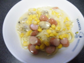 時短★あさりとウインナーのクリームパスタ