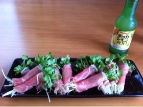 かいわれ生ハム レモン果汁添え