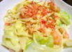 春キャベツとぷりぷりエビのクリームパスタ