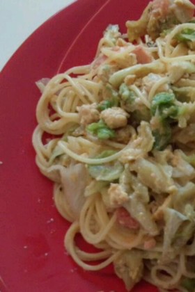 レタスたらこ卵のバター風味スパゲッティ