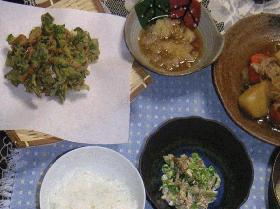 ハムと大根葉のかき揚げ