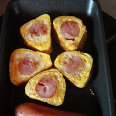 ☆お弁当のおかず☆ウインナーの卵巻☆ ☆お弁当のおかず☆ウインナーの卵巻☆