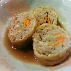 ひき肉の油揚げ巻き♪ ひき肉の油揚げ巻き♪