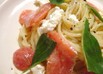 サーモンとバジル、チーズの冷製パスタ