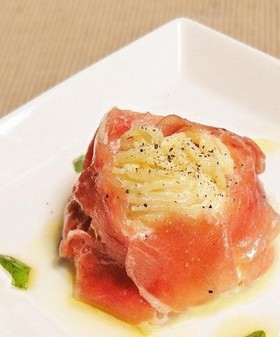 レモンの香り冷製パスタ 生ハム包み
