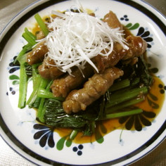 豚薄切りの巻き巻き照り焼き